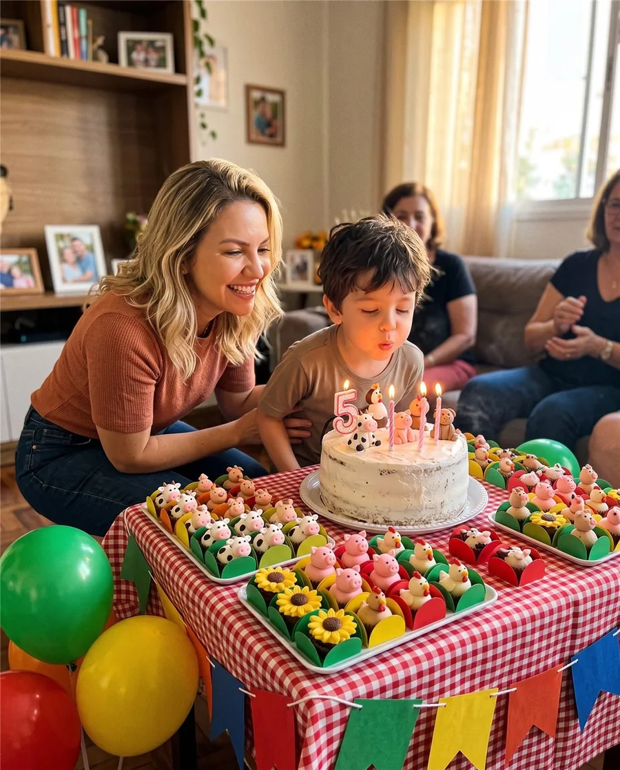 A festa de aniversário do meu filho, com os docinhos que eu mesma fiz