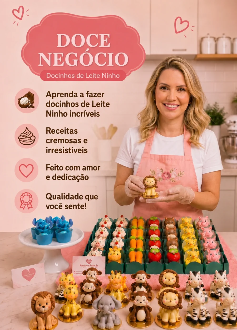 Gabriela com os docinhos personalizados do Doce Negócio